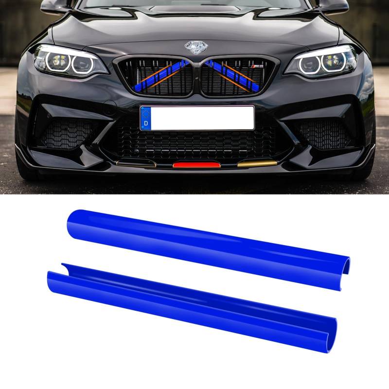 TTCR-II 2PCS Frontgrill Einsatz,Streifen Kühlergrill Einsätze Zierleiste, Kompatibel mit BMW 2er 5er 6er 7er X1 X2, F10 F11 F12 F13 F01 F02 F03 F04 F07 F39 F45 F46 F48 Grill Streifen（Blau） von TTCR-II