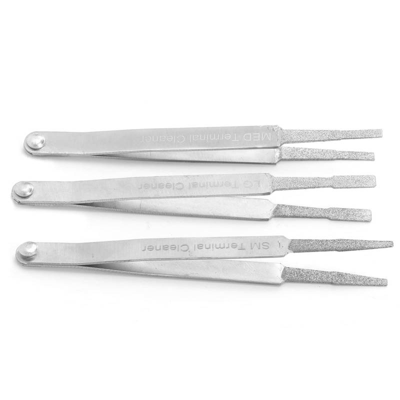 Terminal-Reinigungs Werkzeug, 3PCS-Terminal-Reiniger-Set, Hardware-Werkzeug für die Automatische Reparatur, Terminal-Reiniger-Set Silber, Metall-Terminal-Reiniger-Set für Kleine von TTOCAR