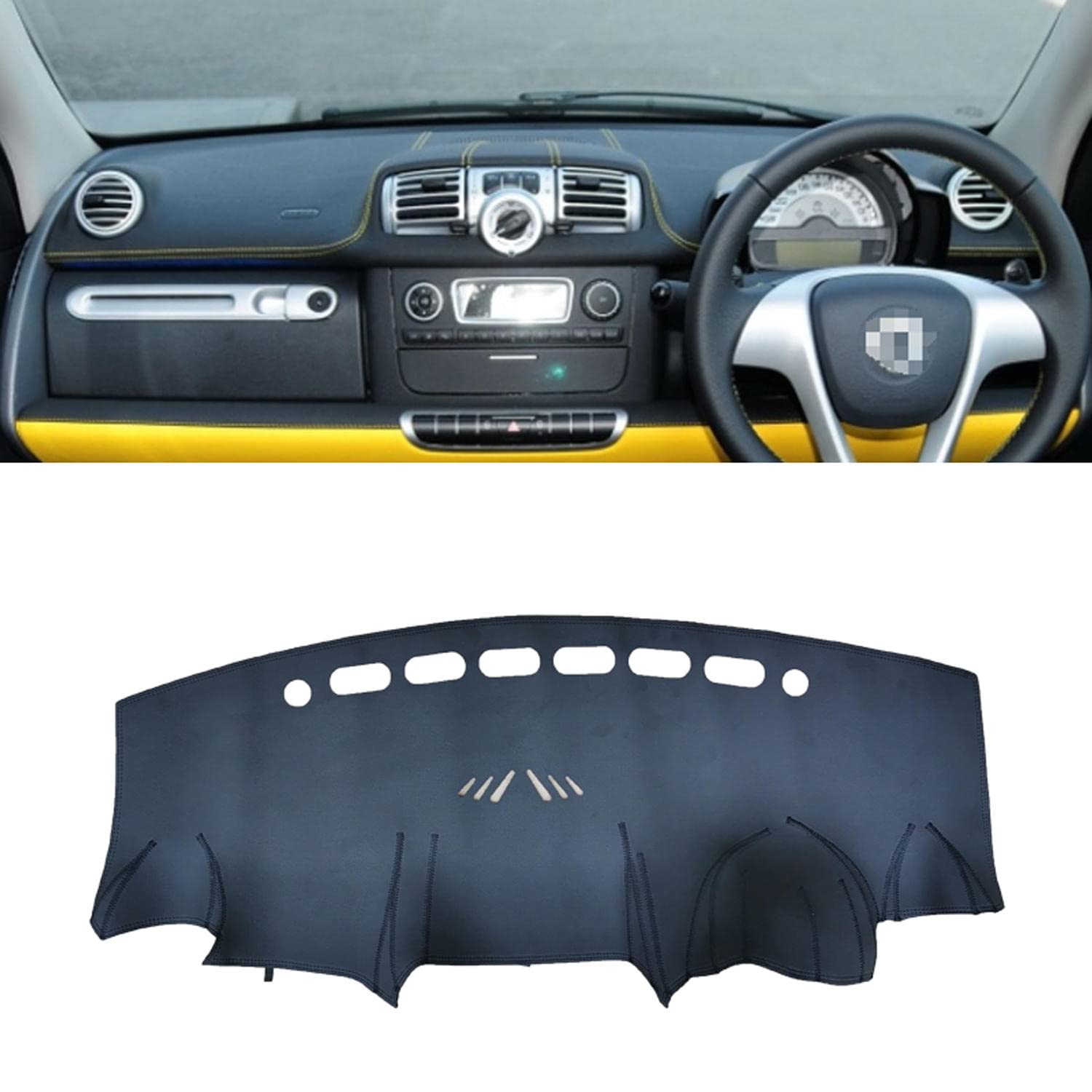 TTOILS Leder-Armaturenbrett-Abdeckung, Armaturenbrett-Matte, Teppich, für Smart Fortwo Forfour 2007–2014, Auto-Styling-Zubehör von TTOILS