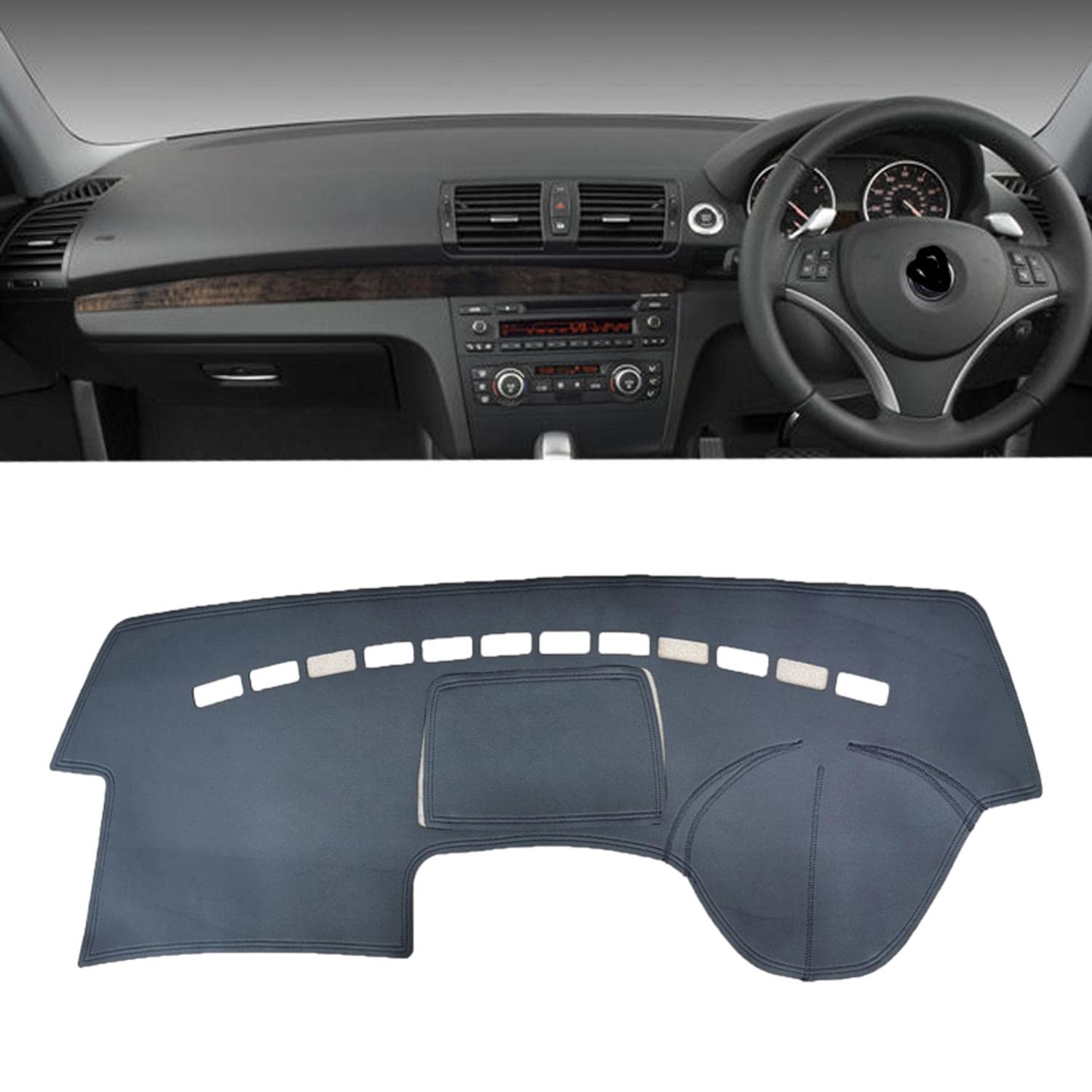 TTOILS Leder-Armaturenbrett-Abdeckung, Armaturenbrett-Matten-Teppich, für BMW 1er E81 E82 E87 E88 120i 135i 120d 2004–2011 Zubehör von TTOILS