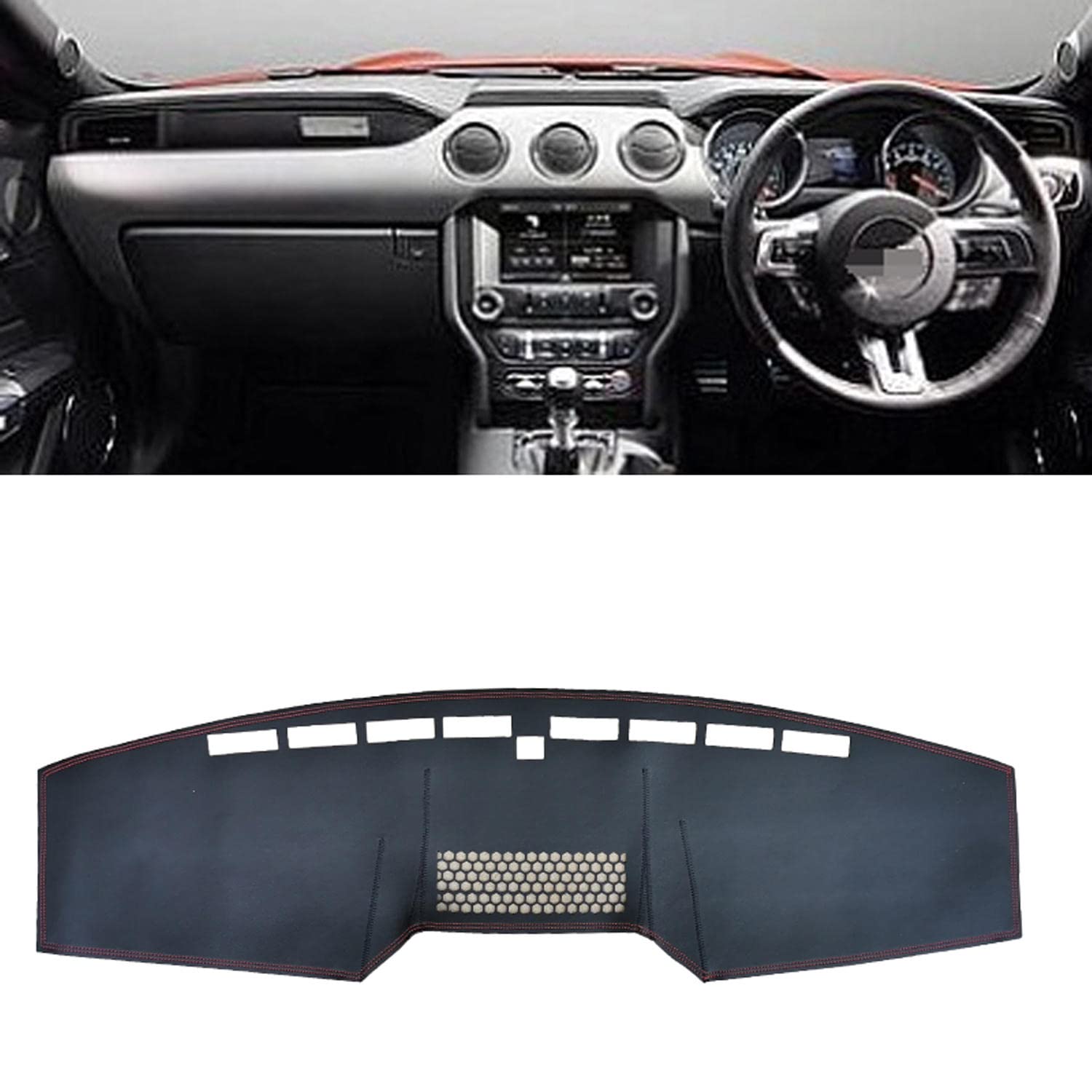 TTOILS Leder Dashmat Dashboard Cover Pad Dash Mat Teppich, für Ford Mustang G6 (S550) GT3502015 2016 2017 2020 Zubehör von TTOILS