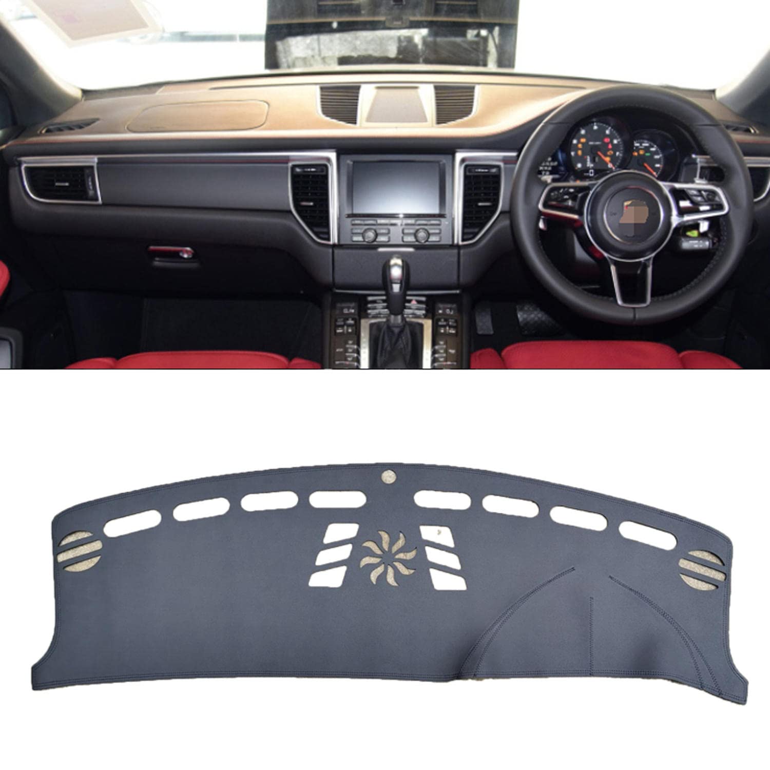 TTOILS Leder Dashmat Dashboard Cover Pad Dash Mat Teppich, für Porsche Macan 2015 2016-2019 2020 Auto-Styling-Zubehör von TTOILS