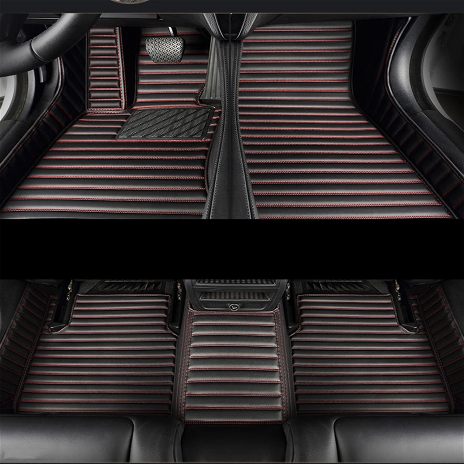 Auto Fußmatten für Hyundai New 5 Seats SantaFe 2010-2012(LHD),Vollständige Abdeckung wasserdichte rutschfeste Autoteppich Innen Zubehör,A/Black+Red von TTTao