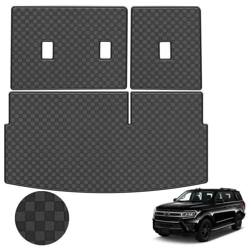 Kofferraummatte und Rückenlehnenmatte für Ford Expedition / Lincoln Navigator (keine Max- oder L-Modelle) 2018–2024 – passgenaue PU-Leder-Cargo-Auskleidung – Allwetter-Kofferraummatten für Ford von TTX LIGHTING