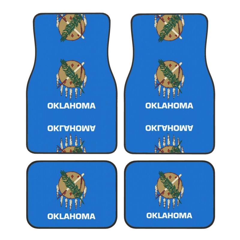 Oklahoma State Flag Print Universal Automatten Automatten 4-teiliges Set, Auto-Fußmatten für Geländewagen und Autos, belastbare Fußmatten von TTYDOKLA