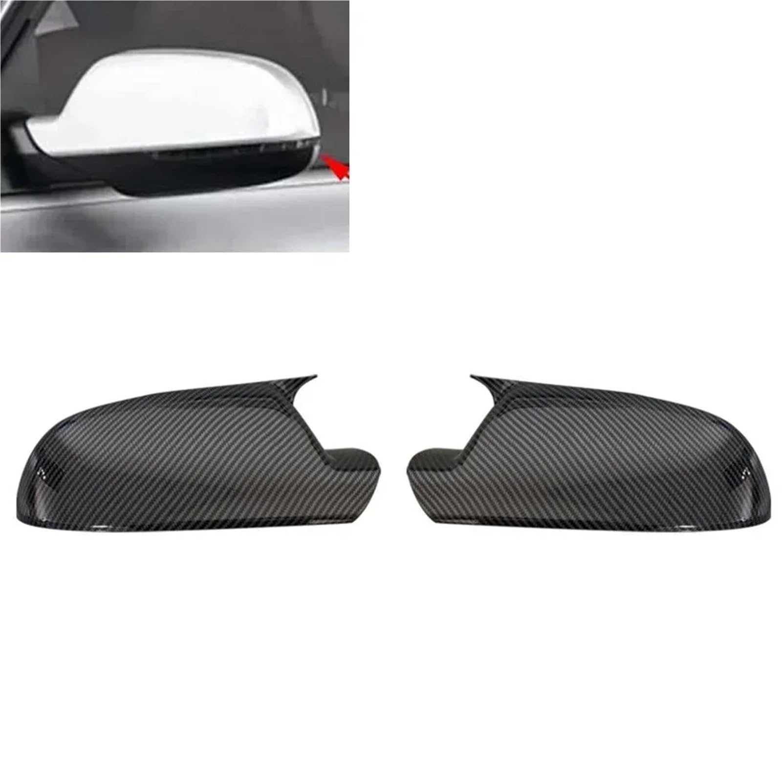 Auto Spiegelkappen,Auto Rückspiegel Kappe Passend for Audi A3 8P A4 A5 Auto Rückspiegel Seitenspiegel Abdeckung Flügelkappe Außentür Gehäuse Schale Trim(Type B Carbon) von TUANZUN