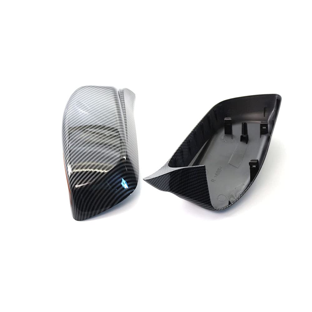 Auto Spiegelkappen,Rückspiegelkappen Kohlefaser Helle Schwarze Seite Rückspiegeldeckel fit verwendung für BMW 5 Serie E60 E61 525I 528i 528xi 530i 530D(Carbon fiber-horns) von TUANZUN