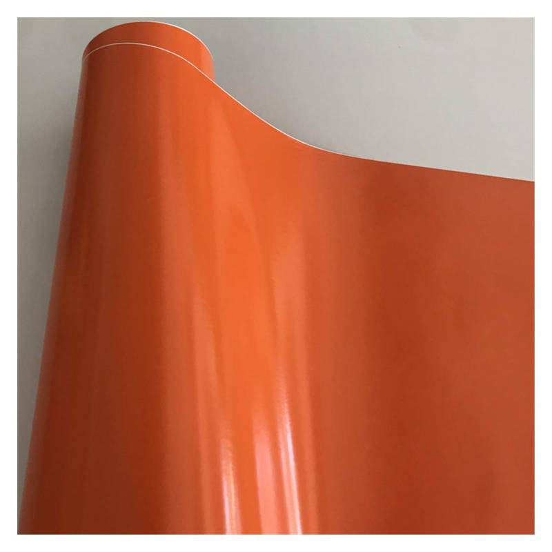 Autofolie,Car Wrapping Folie 10/20/30/40/50 * 152cm Schwarz Glanzvinylfilm Glanz Glänzend Auto-Verpackungs-Folien-Aufkleber mit Luft-Blase Kostenloses Motorrad Car Wrapping(Orange,50cm x 152cm) von TUANZUN