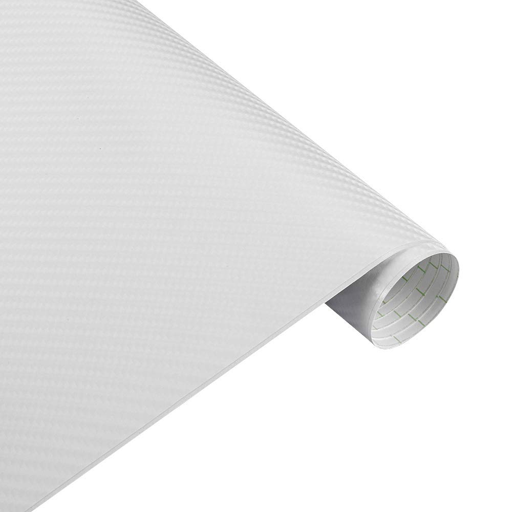 Autofolie,Car Wrapping Folie 152x10cm Carbonfaser-Vinylfolie Autoaufkleber Wasserdicht DIY Motorrad Auto Styling Zubehör Wrap Mit Luftblasenfreien(White,152x20cm) von TUANZUN