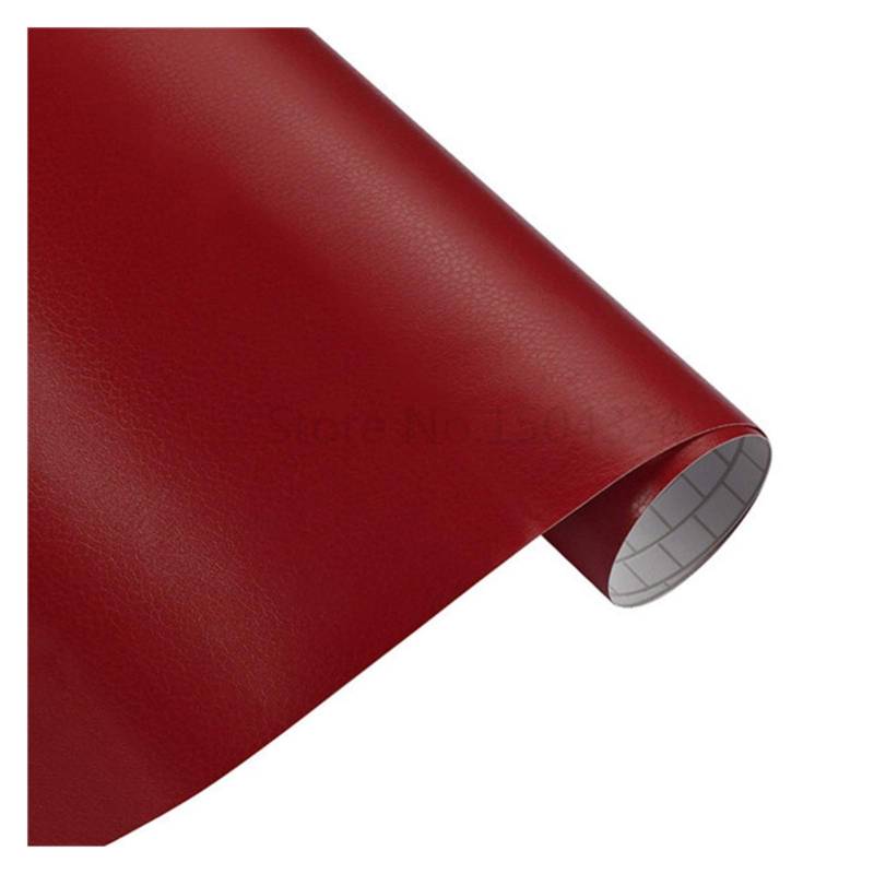 Autofolie,Car Wrapping Folie 30x100cm Leder Muster PVC Adhesive Vinyl Film Aufkleber wasserdichte Dekoration Farbe ändern Abziehbild-Vinyl-Verpackung for Auto-Motorrad(Red,50x600cm) von TUANZUN