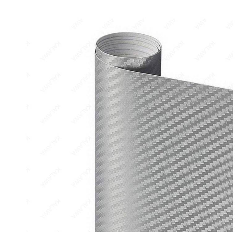 Autofolie,Car Wrapping Folie 3D-Carbon-Faser-Vinyl Multiple Größe Auto-Verpackungs-Blatt-Rolle Film-Auto-Aufkleber Motorrad-Auto-Styling Schwarz Weiss Silber Abziehbilder(Silver,50cmx12M) von TUANZUN