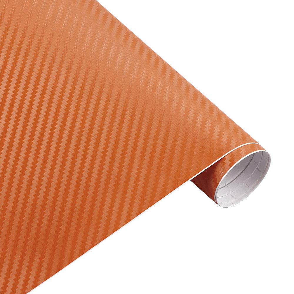 Autofolie,Car Wrapping Folie 50 cm breit 3D Kohle Faser Vinyl Film 3.0M Auto Aufkleber wasserdichte DIY Auto Fahrzeug Motorrad Auto Styling wrap Rolle Auto Styling(Orange,28m x 50cm) von TUANZUN