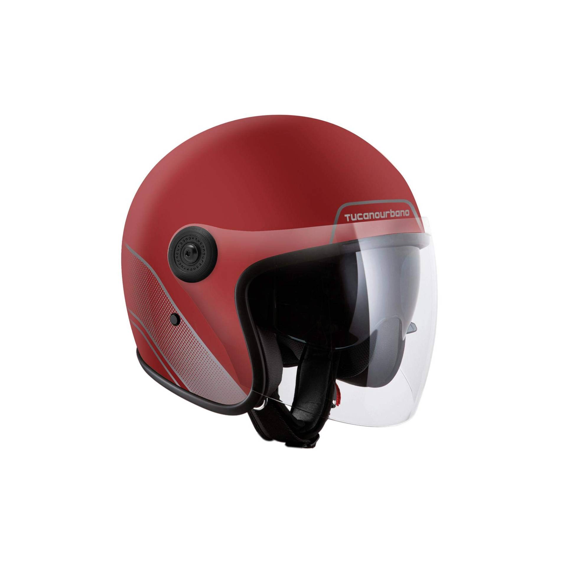 TUCANO URBANO Motorradhelm und Jethelm, mattes Rot, Grafik Grau S L rot von TUCANO URBANO