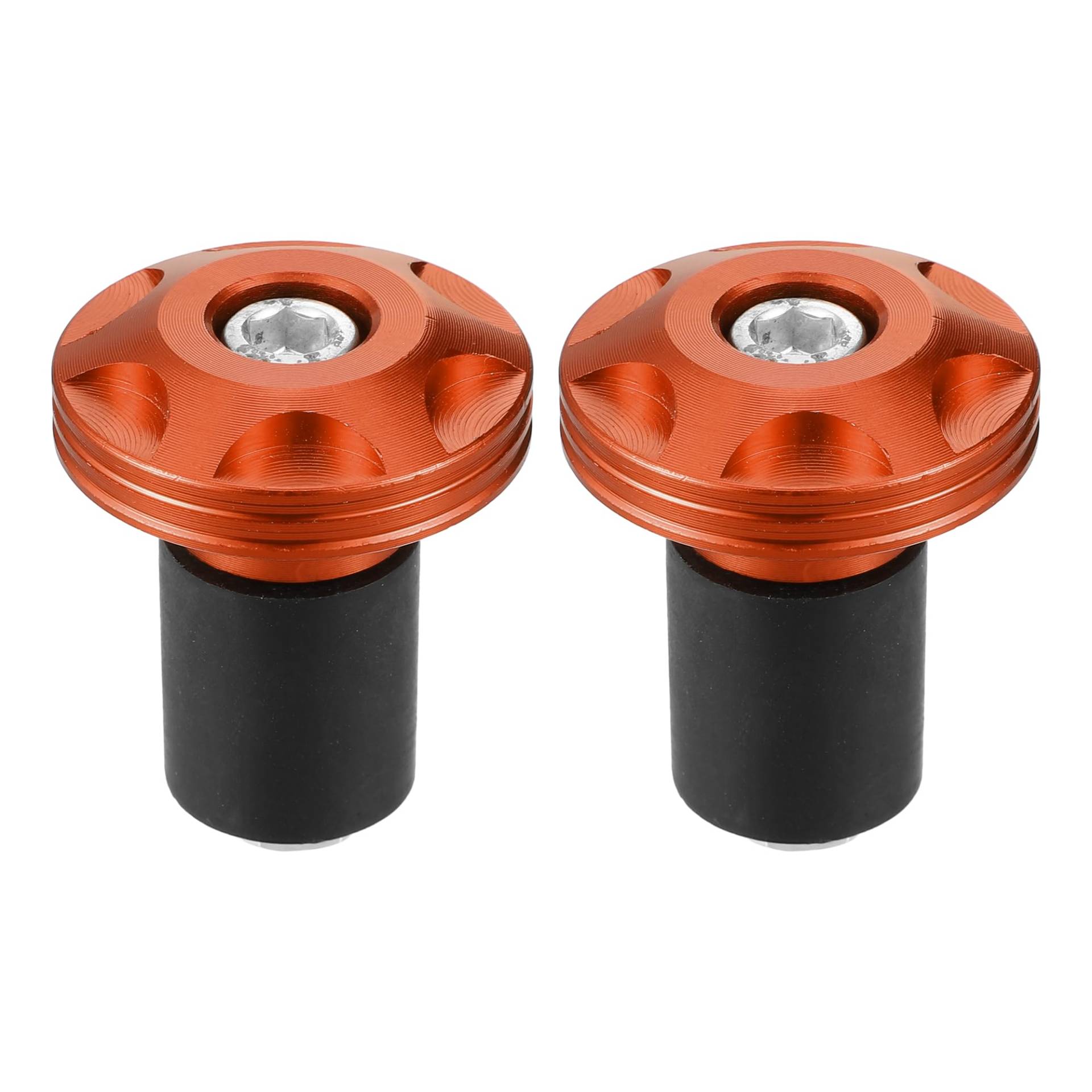 TUCKBOLD Motorrad-Lenkerendstopfen aus Aluminiumlegierung, 18 mm-20 mm, 32 mm Außendurchmesser, modisch, Vorderlenkergriffe, Kappe, ausgewogener Stecker, Orange, 1 Paar von TUCKBOLD