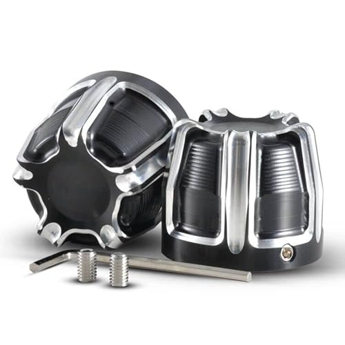 TUINCYN Motorrad Aluminium Vorderachse Abdeckung Kappe Mutter Bolt für Harley Sportster Softail Fat Boy Dyna V-Rod Touring Street Glide schwarz Chrom (1 Paar) von TUINCYN