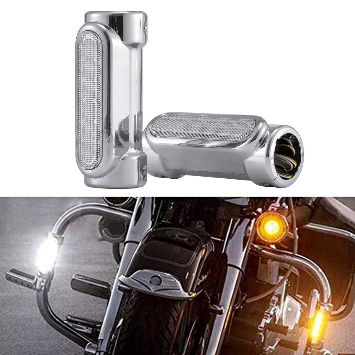 Tuincyn Silver Motorrad Highway Switchback Driving Light für Sturzbügel Harley Davidson Touring Bikes von TUINCYN