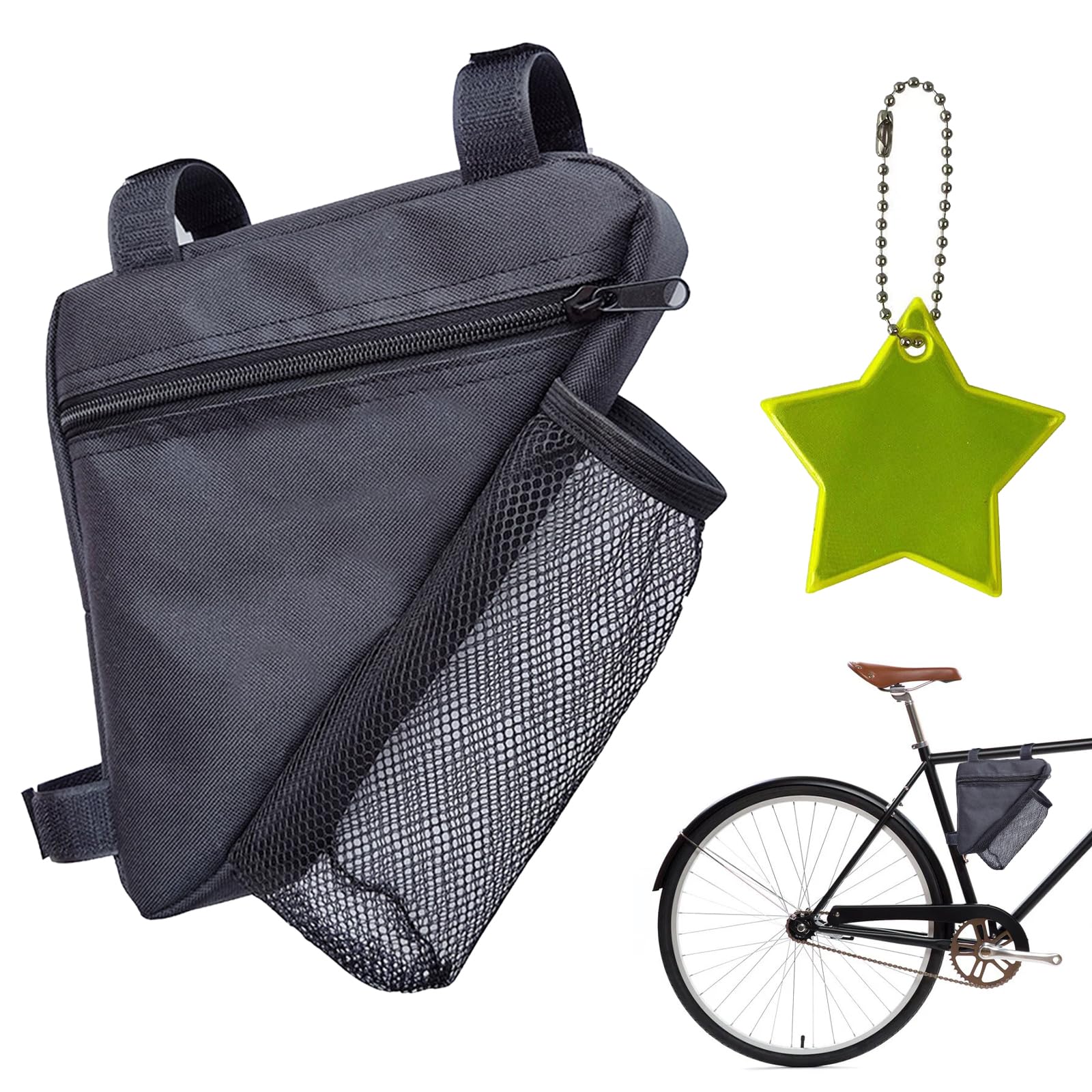 TUKNN Bike Triangle Frame Bag, Rahmentasche Dreieckstasche, Radtaschen Triangle Bag, Fahrrad Triangeltasche, Fahrrad Dreiecktasche, Fahrradtasche Rahmentasche, mit Flaschenhalter, Schwarz von TUKNN