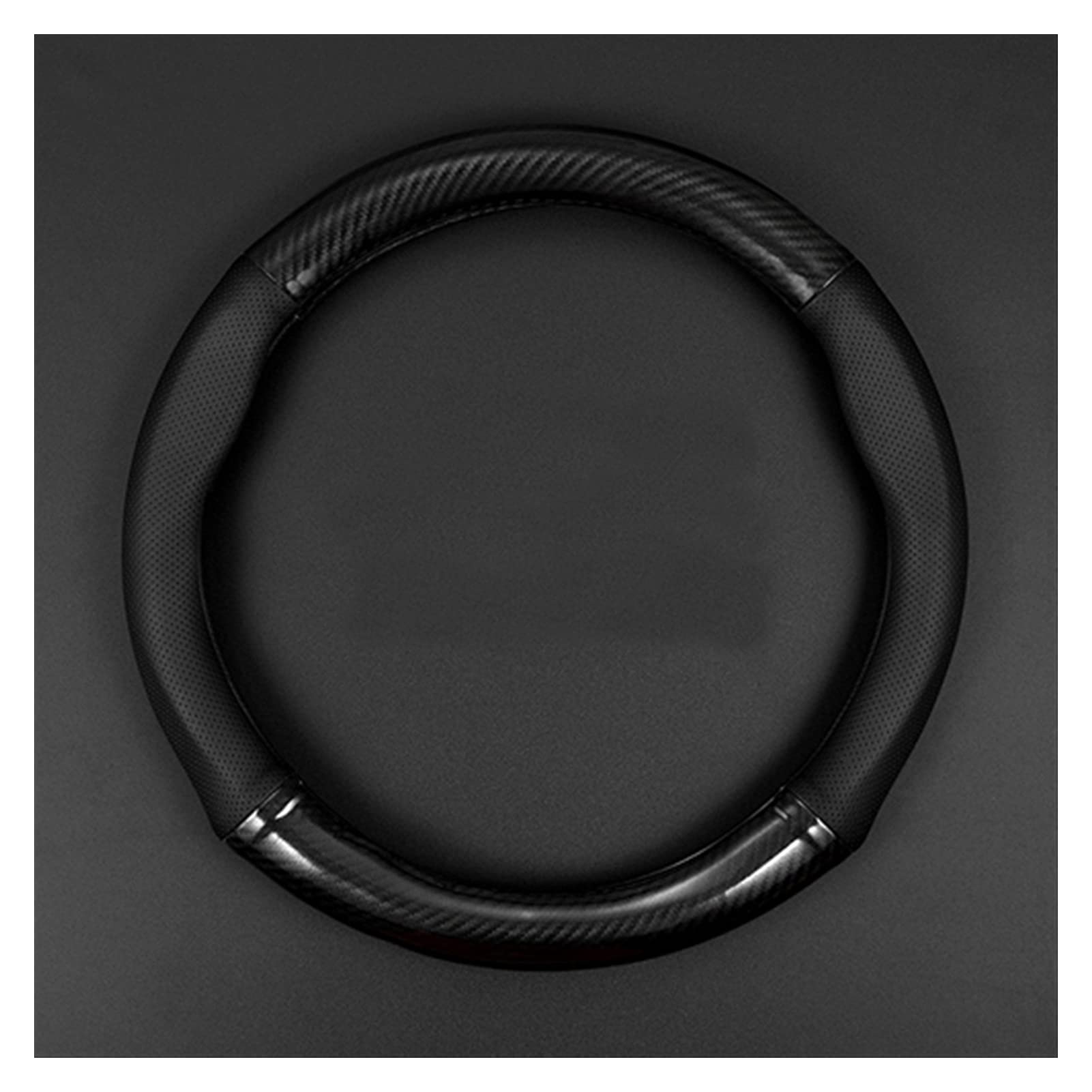 Lenkradbezug, Steering Wheel Cover Auto-Lenk-Räder abdecken 37 38 cm 15 "Echtes Leder-Zopf auf dem Lenkrad-Abdeckung von Auto Universal Innenzubehör(Round Black) von TUOYDJA