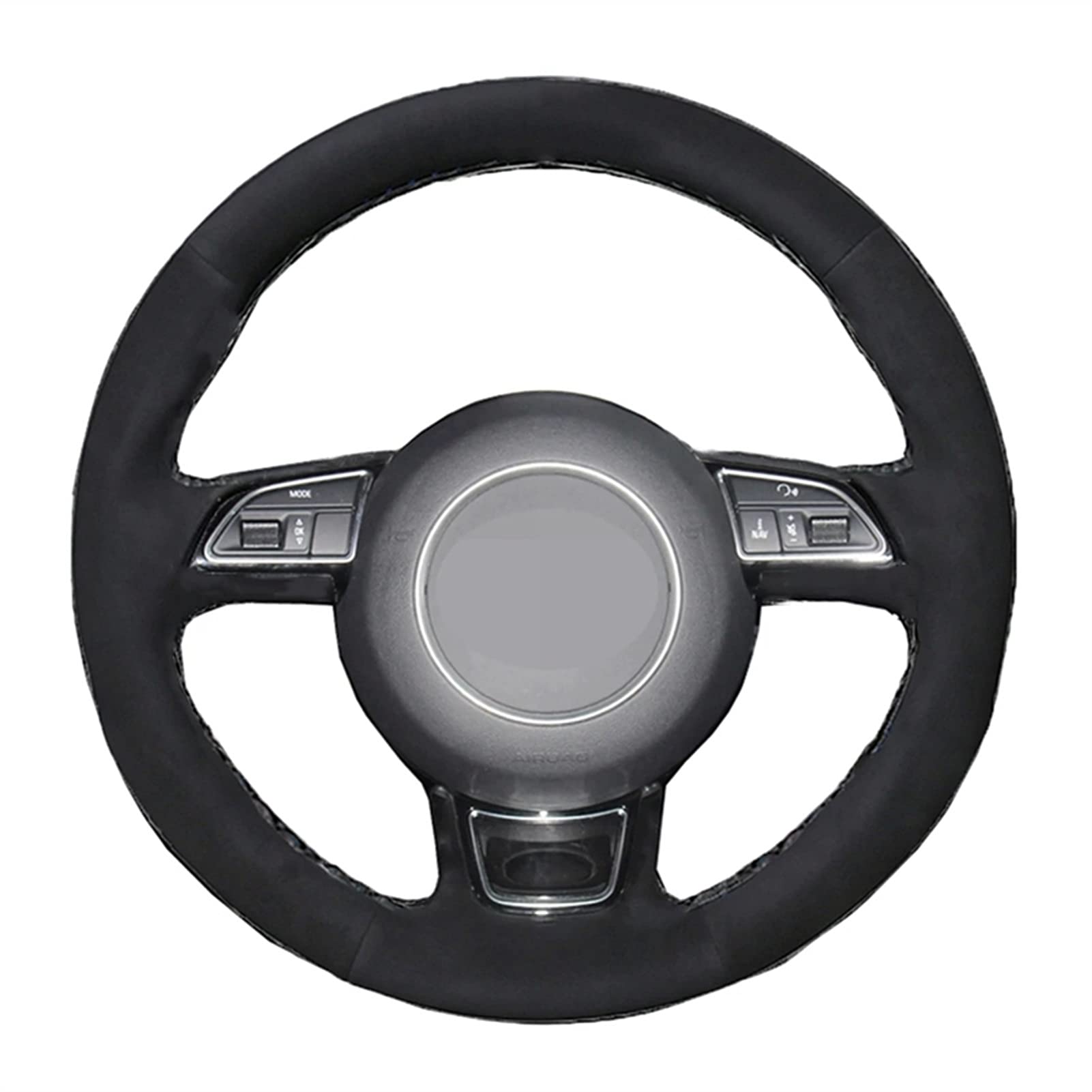 Lenkradbezug, Steering Wheel Cover Autolenkradabdeckung Handgenähte Weiche Schwarz Echtes Leder Wildleder Auto Lenkradabdeckungen Passend Für Audi A1 A3 A5(Style 3) von TUOYDJA