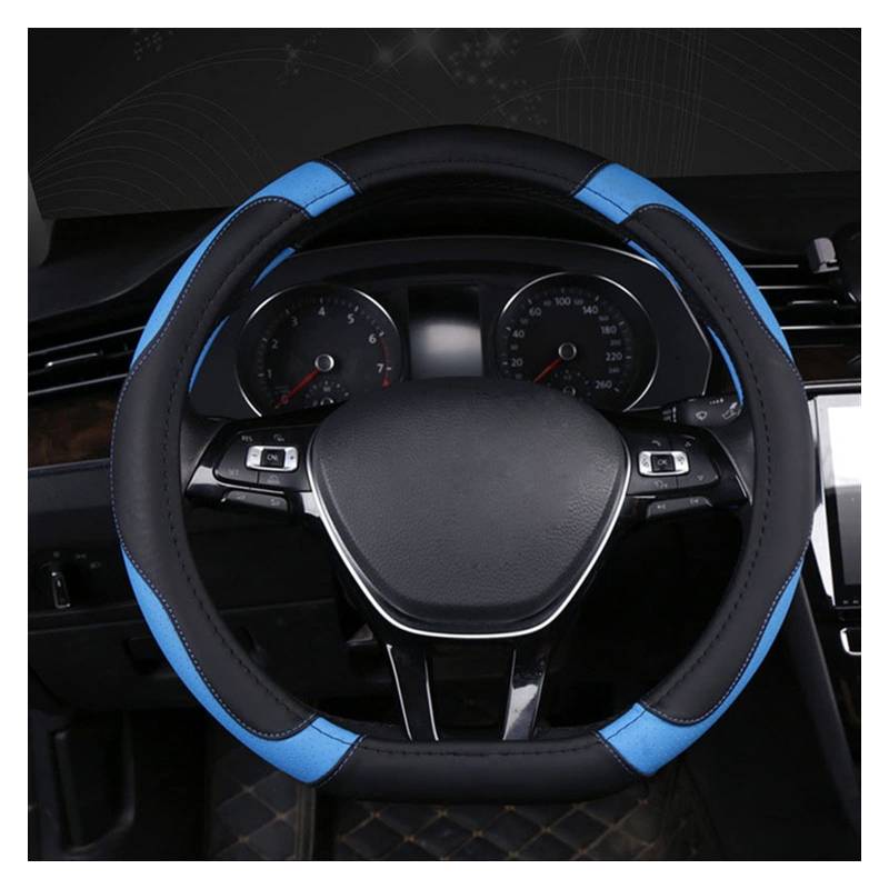 Lenkradbezug, Steering Wheel Cover D-Lenkradabdeckung(Black Blue) von TUOYDJA