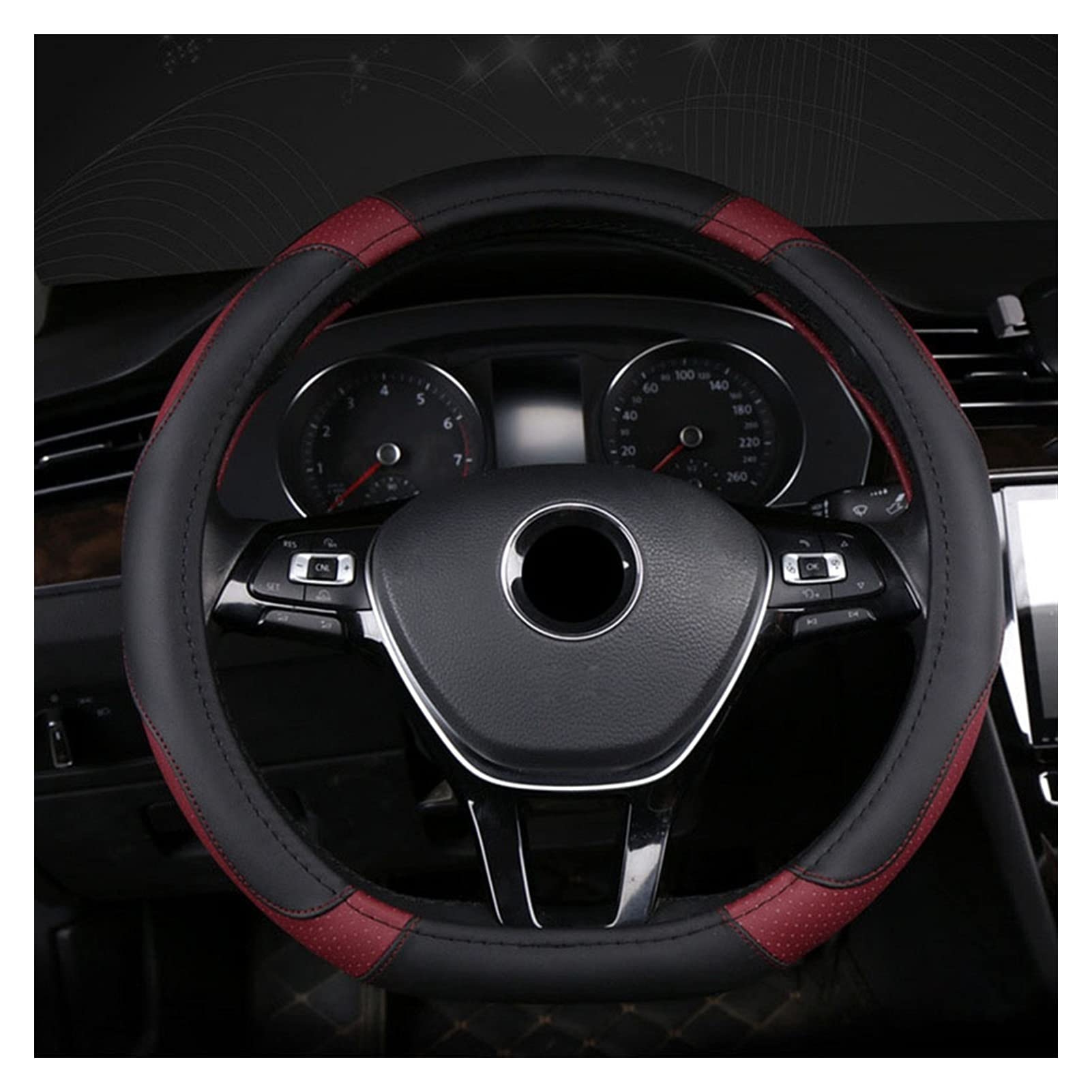 Lenkradbezug, Steering Wheel Cover D-Lenkradabdeckung(Black Wine Red) von TUOYDJA