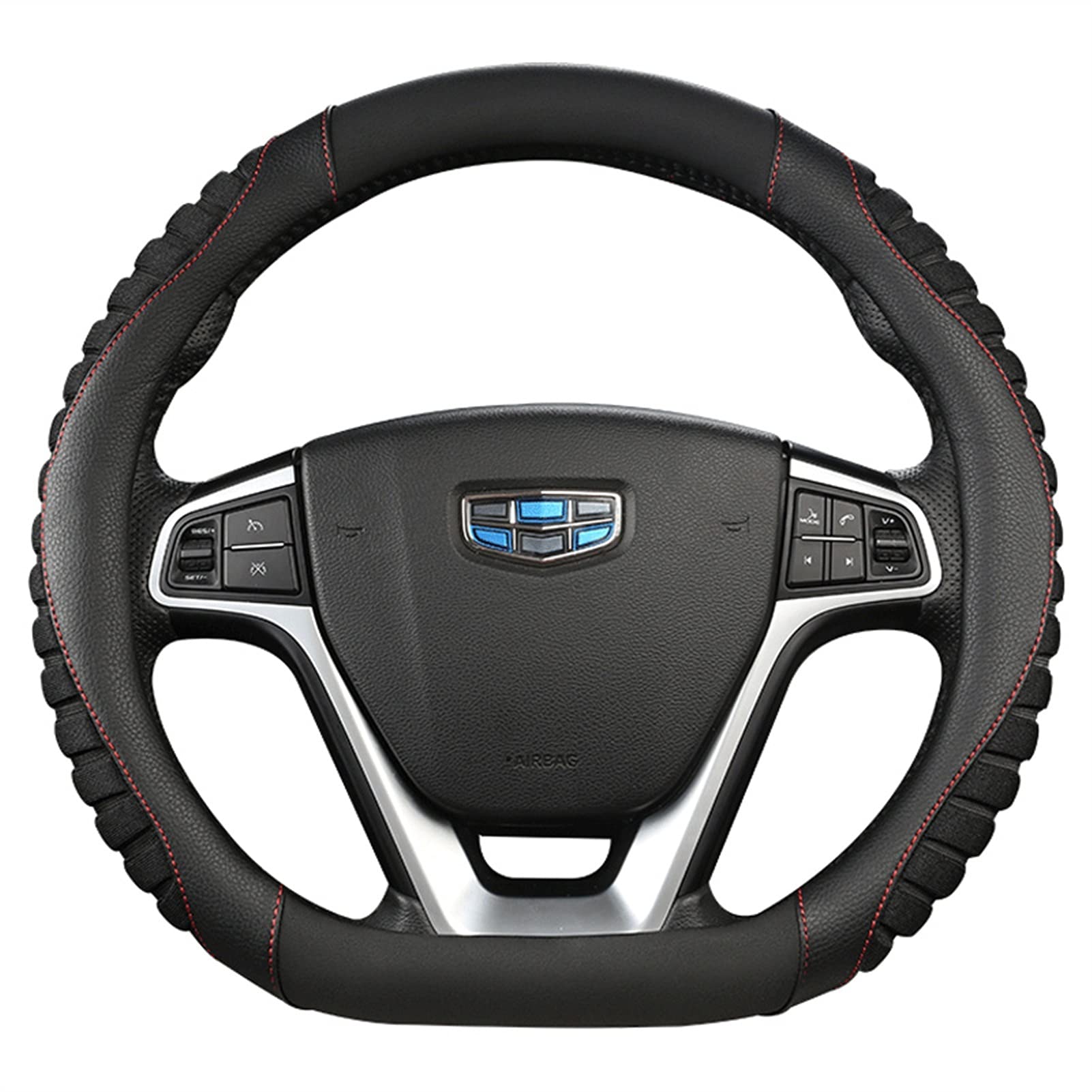 Lenkradbezug, Steering Wheel Cover D-lenkradabdeckung Leder eiseide(Black) von TUOYDJA