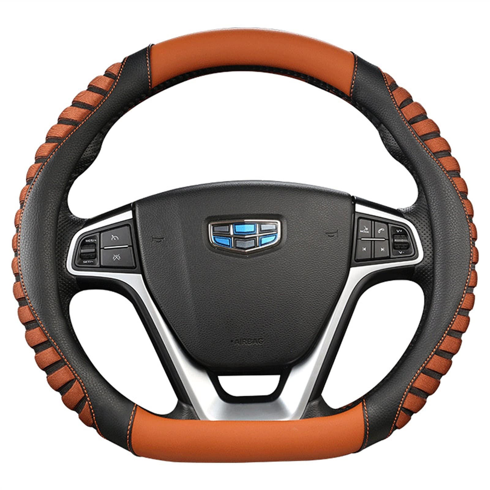 Lenkradbezug, Steering Wheel Cover D-lenkradabdeckung Leder eiseide(Brown) von TUOYDJA