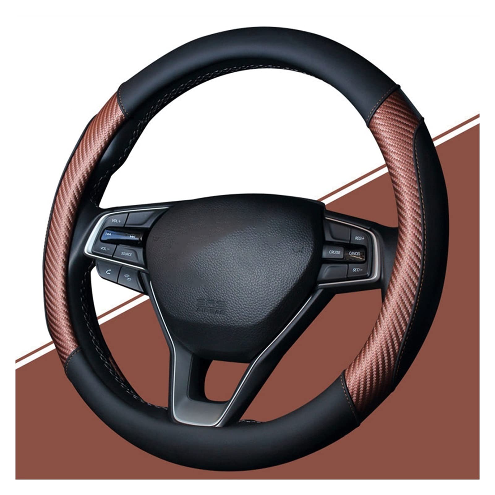 Lenkradbezug, Steering Wheel Cover Haltbare Universalwagen 15 Zoll Lenkradabdeckungen Cover Dekoration Autolenkrad Wrap(Coffee) von TUOYDJA