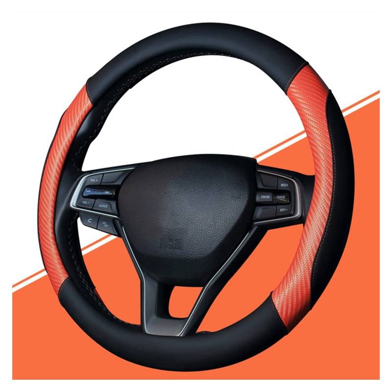 Lenkradbezug, Steering Wheel Cover Haltbare Universalwagen 15 Zoll Lenkradabdeckungen Cover Dekoration Autolenkrad Wrap(Orange) von TUOYDJA