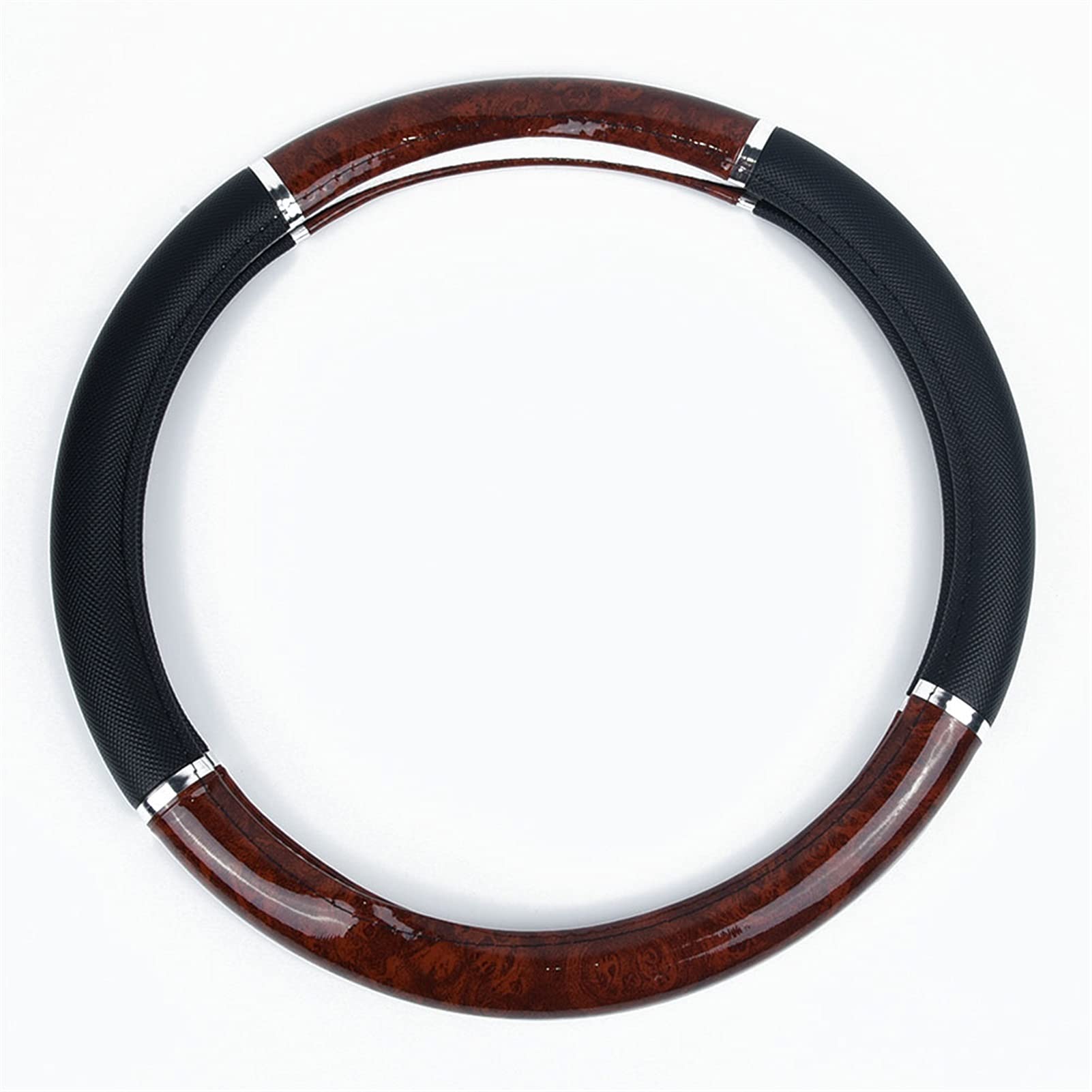 Lenkradbezug, Steering Wheel Cover Universal Auto Auto Lenkradabdeckung Mahagoni Holz Leder Fit 38cm Steer Radabdeckungen Auto Innendekoration von TUOYDJA