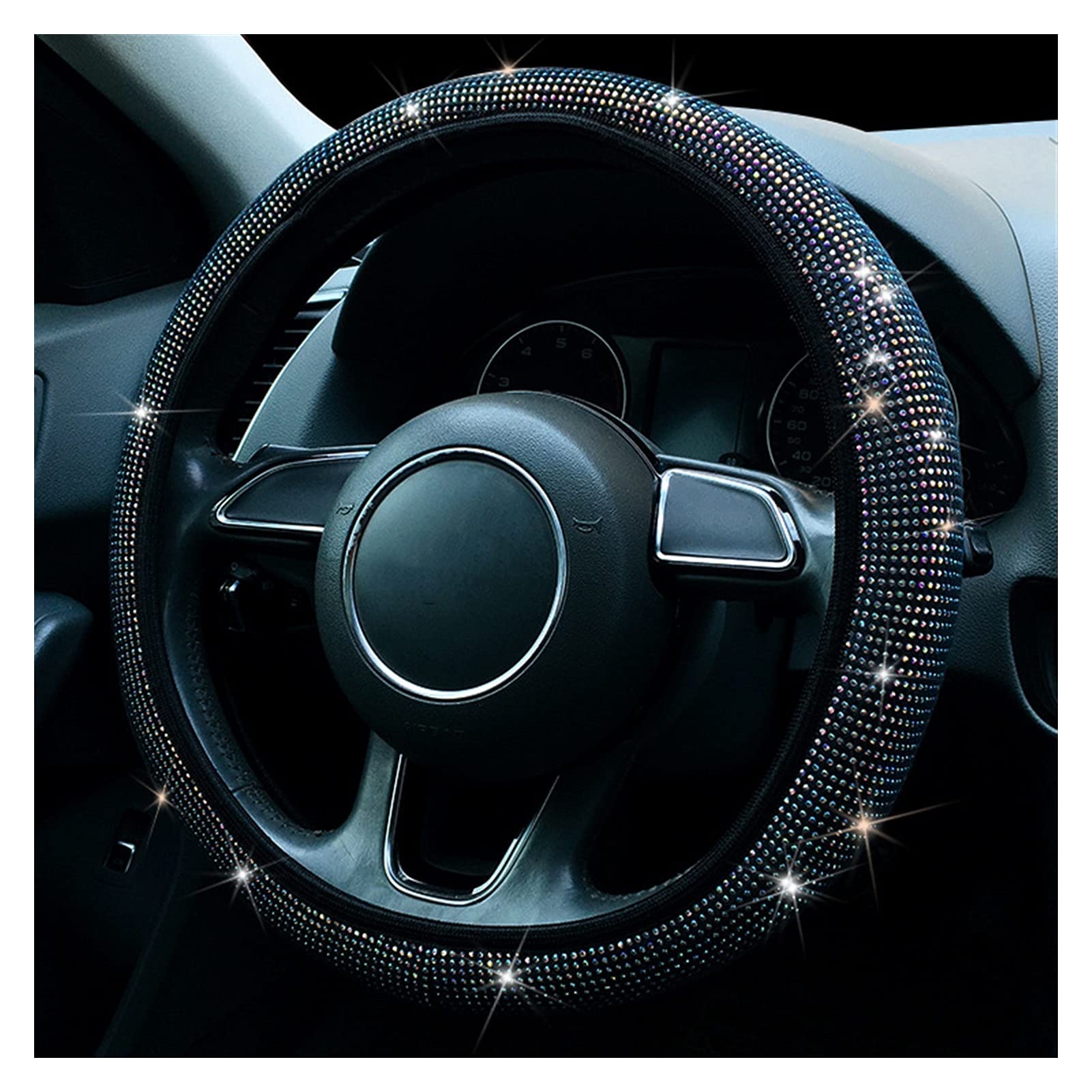 Lenkradbezug, Steering Wheel Cover Universal Auto Lenkradabdeckung Funken Rhinestonde Dekoration für Frau Mädchen Lenkrad niedlich Autozubehör(Colors no Ring) von TUOYDJA