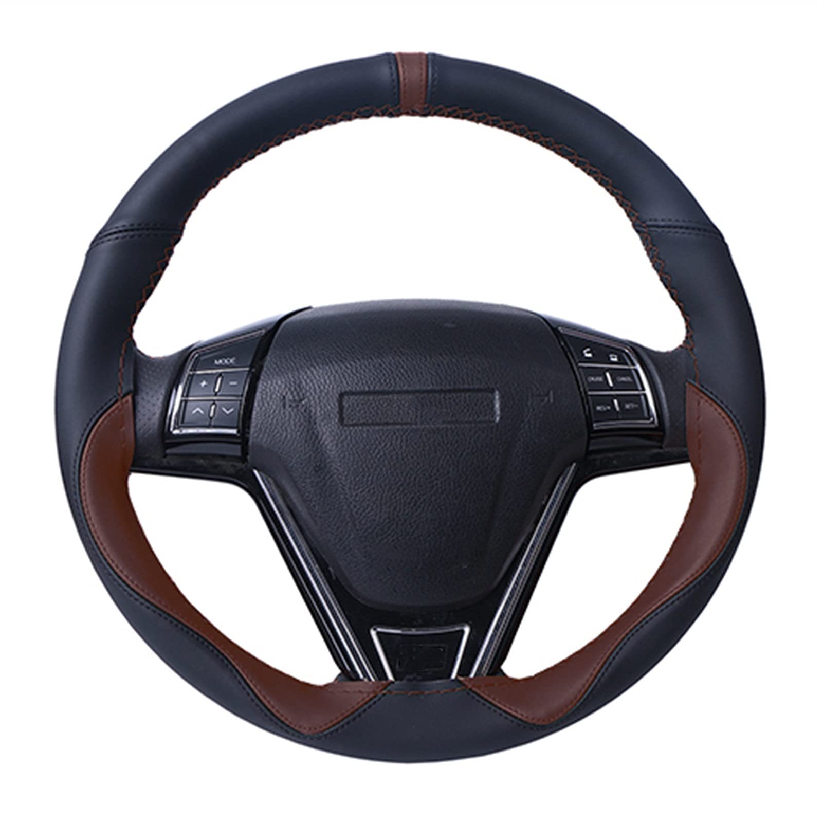 Lenkradbezug, Steering Wheel Cover Universal Weiche Fibe Leder Lenkradabdeckung Autozubehör Sport Stil Lenkrad Geflecht Durable Lenkabdeckung 15 Zoll(Brown) von TUOYDJA