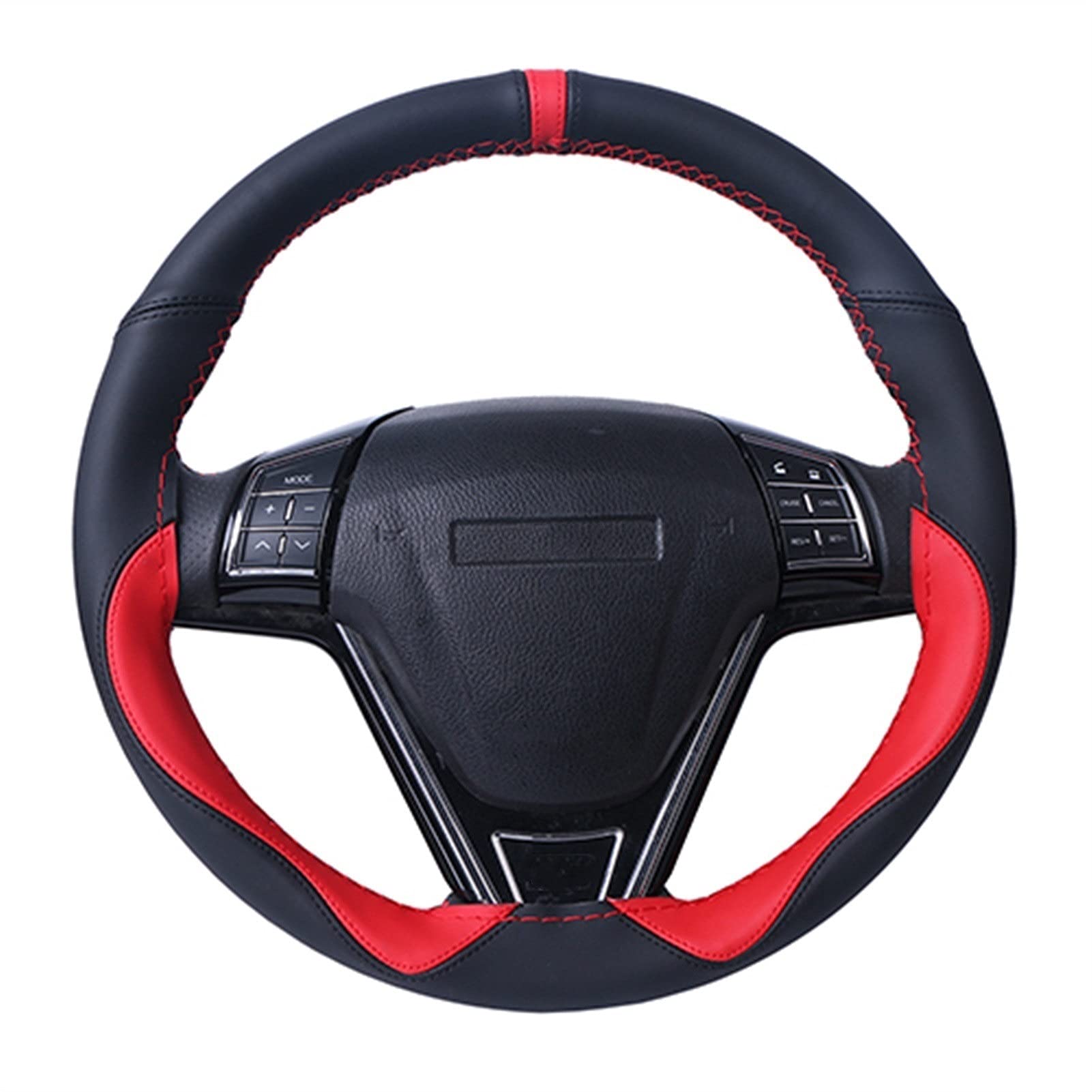 Lenkradbezug, Steering Wheel Cover Universal Weiche Fibe Leder Lenkradabdeckung Autozubehör Sport Stil Lenkrad Geflecht Durable Lenkabdeckung 15 Zoll(Red) von TUOYDJA