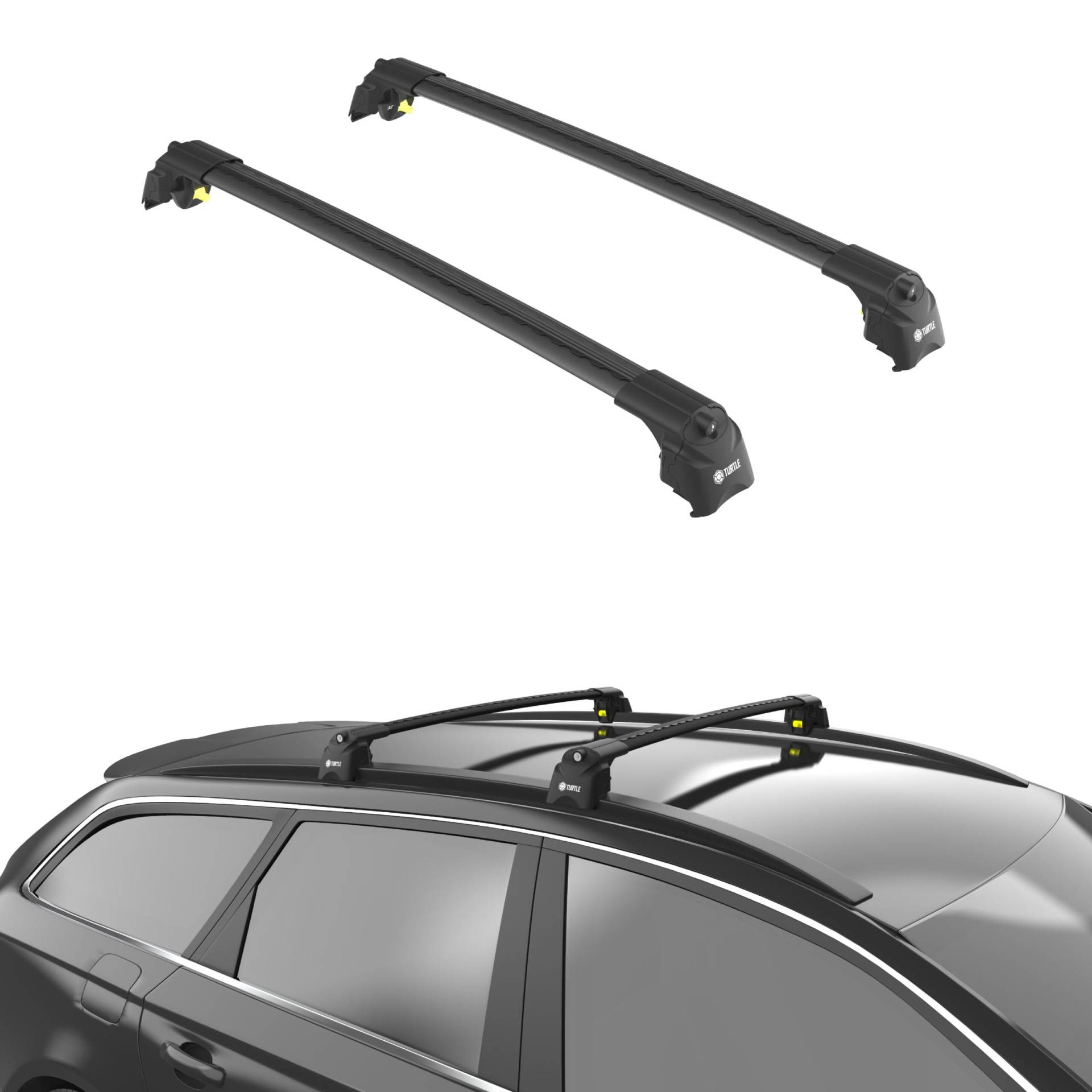 TURTLE Dachtraeger Air 2 Für Opel Grandland X 2018 2019 2020 2021 2022 2023 2024 Integrierte Dachreling%100 Kompatibilitaet (Schwarz) von TURTLE