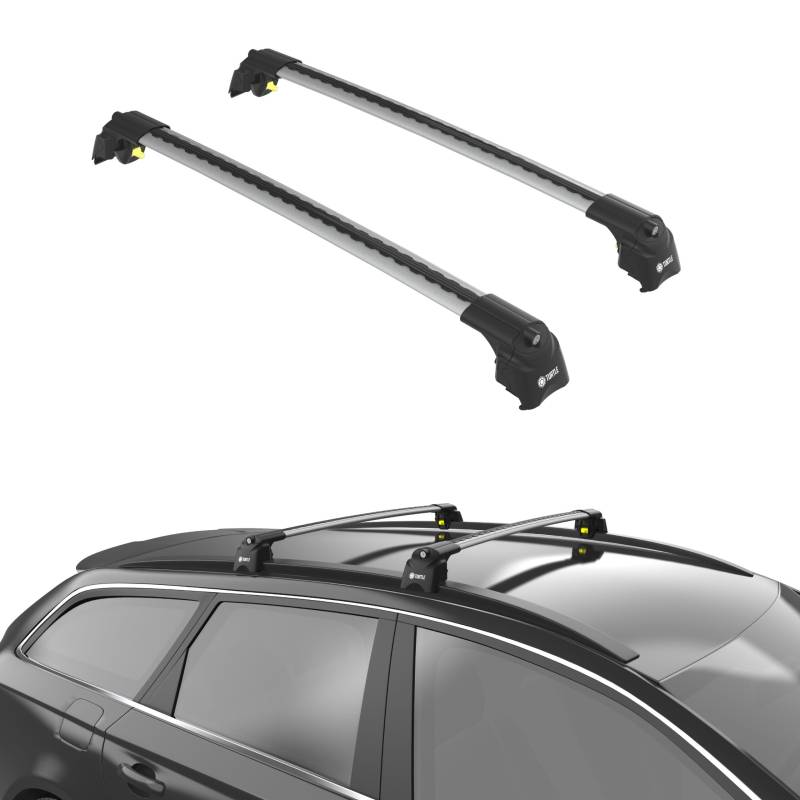 TURTLE Dachträger für Autos Ford Kuga 2020-2024, 109 cm Aluminium Dachrelinge 75 kg Tragfähigkeit, Abschließbar - Einstellbar Fahrradträger Skitrager Relingtraeger-Grau von TURTLE