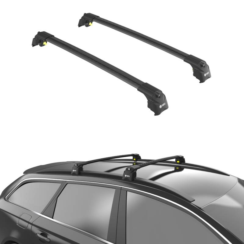 TURTLE Dachträger für Autos Ford Kuga 2020-2024, 109 cm Aluminium Dachrelinge 75 kg Tragfähigkeit, Abschließbar - Einstellbar Fahrradträger Skitrager Relingtraeger-Schwarz von TURTLE