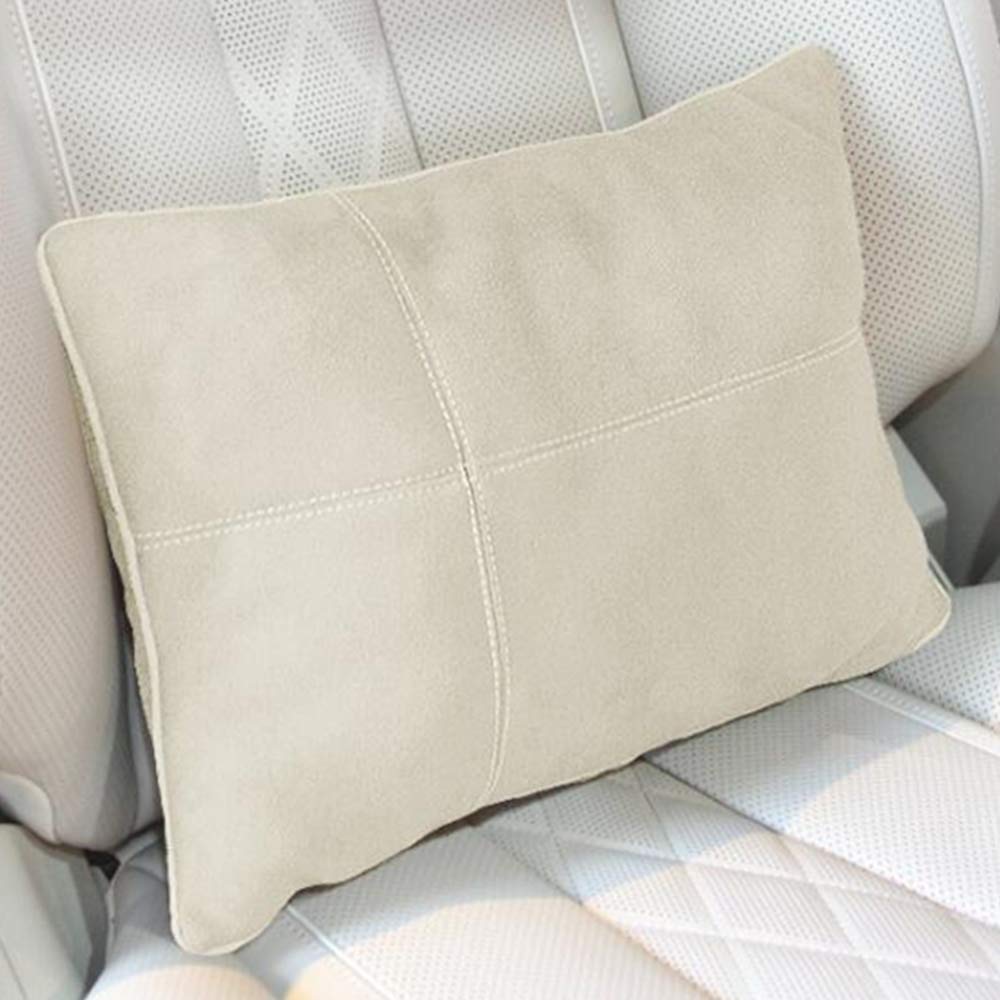 2 Stücke Autositz Kissen Taille Unterstützung Kissen Wildleder Lendenwirbelstütze für Maybach Design für Benz S Class Reisekissen ( Beige ) von TUTU-C