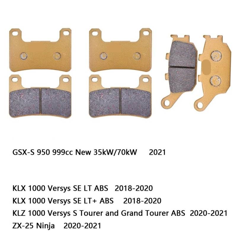 Motorrad-Bremsbeläge vorne und hinten for GSX-S 950 2021, KLX 1000 Versy/s 2018–2020, KLZ 1000 Versy/s ZX-25 Ninja 2020–2021(Front and Rear) von TVQJGTYL