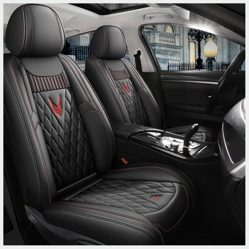 TVVXIO Sitzbezüge-Set, für SEAT Ateca 2015-2019 2020 2021 2022 2023 Luxus Leder Autositzbezüge Schutz zum Vorderseite Rückseite 5-Sitze,A Black von TVVXIO