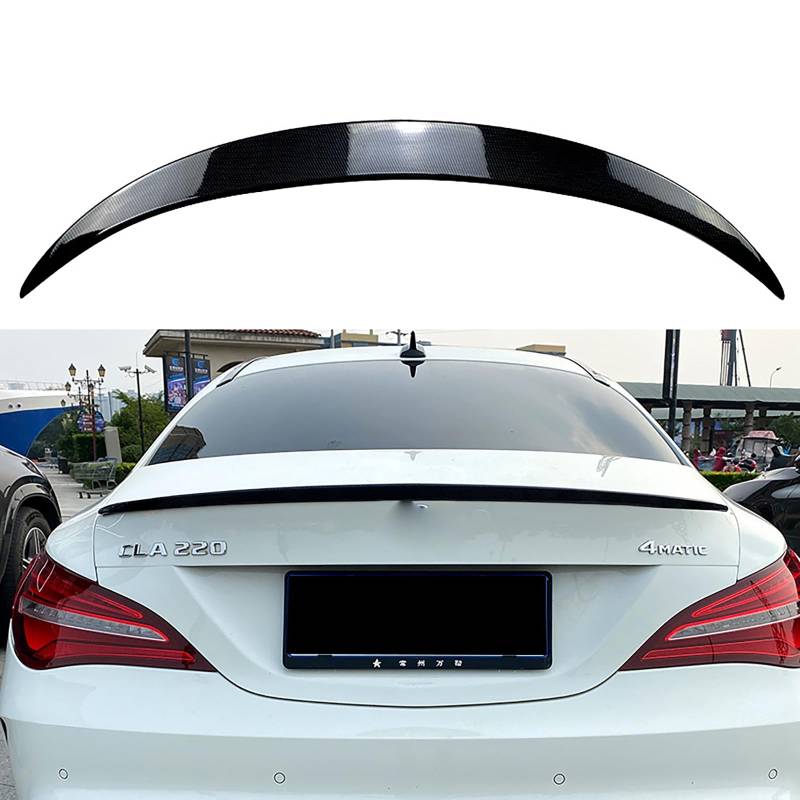 Hinten Stamm Spoiler Flügel Kompatibel mit Mercedes-Benz CLA-Class C117 CLA180 200 CLA45 AMG 2013-2019 Auto Kofferraumdeckel Klappe Splitter Lip,Carbon Fiber Look von TWITTO