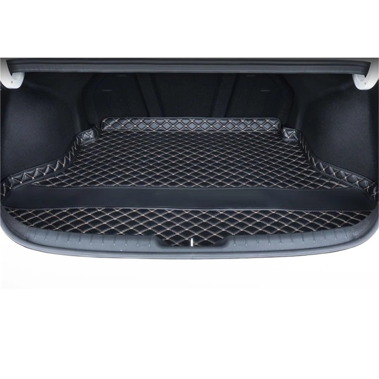 Auto Kofferraummatte Für Hyundai Für Elantra CN7 2020-2024 Auto Styling Benutzerdefinierte Hinten Stamm Matte Leder Auto Fracht Matten Liner Pad Teppich Zubehör Kofferraummatte(Black A) von TWMEU