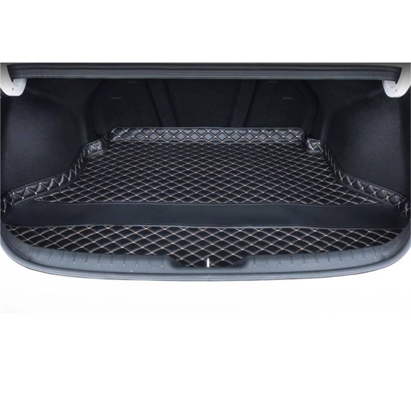 Auto Kofferraummatte Für Hyundai Für Elantra CN7 2020-2024 Auto Styling Benutzerdefinierte Hinten Stamm Matte Leder Auto Fracht Matten Liner Pad Teppich Zubehör Kofferraummatte(Black A) von TWMEU