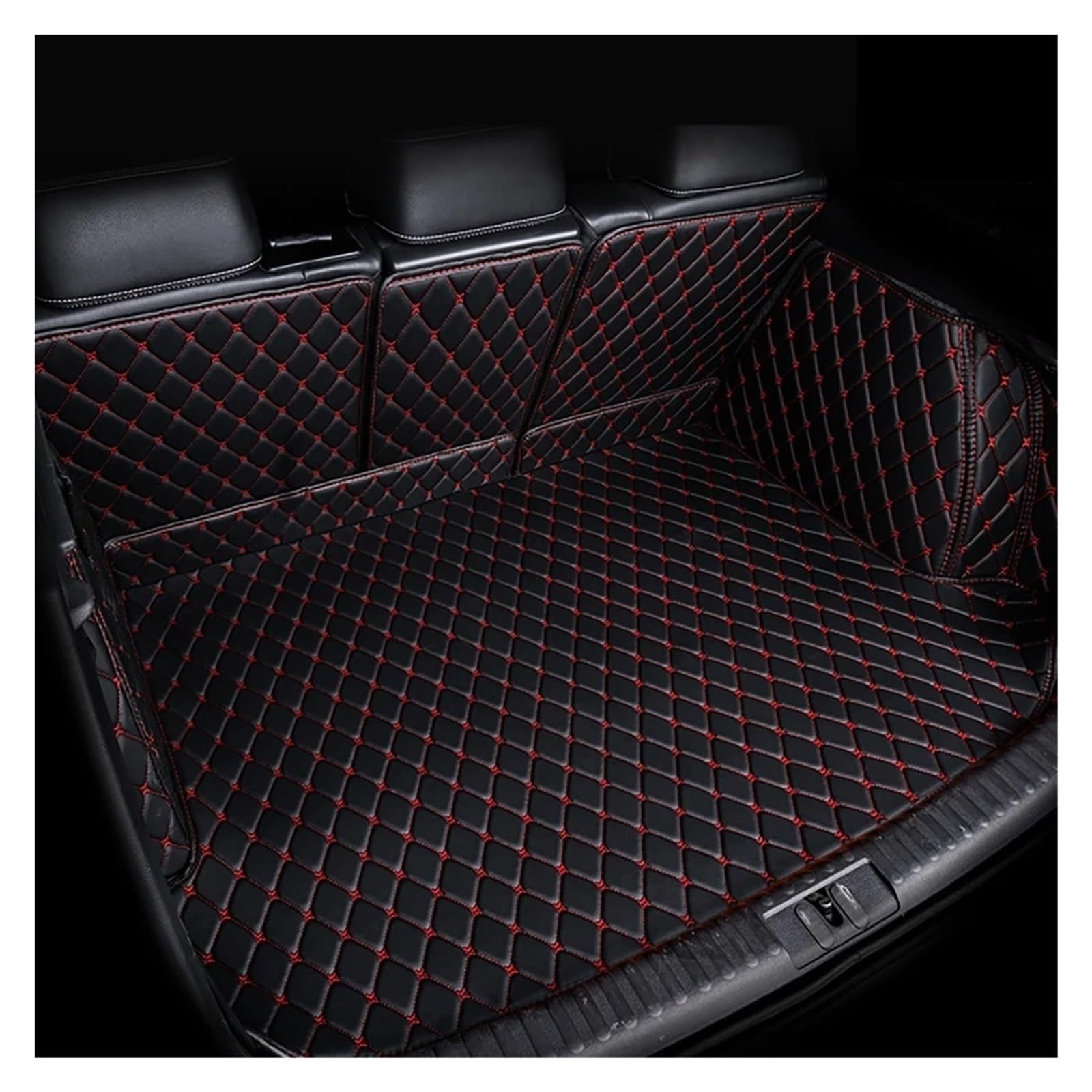 Auto Kofferraummatte Für SEAT Für Alhambra MK2 7N 2011-2020 Cargo-Liner Teppich Innen Teile Zubehör Abdeckung Kofferraum Matte Kofferraummatte(B-Black Red) von TWMEU