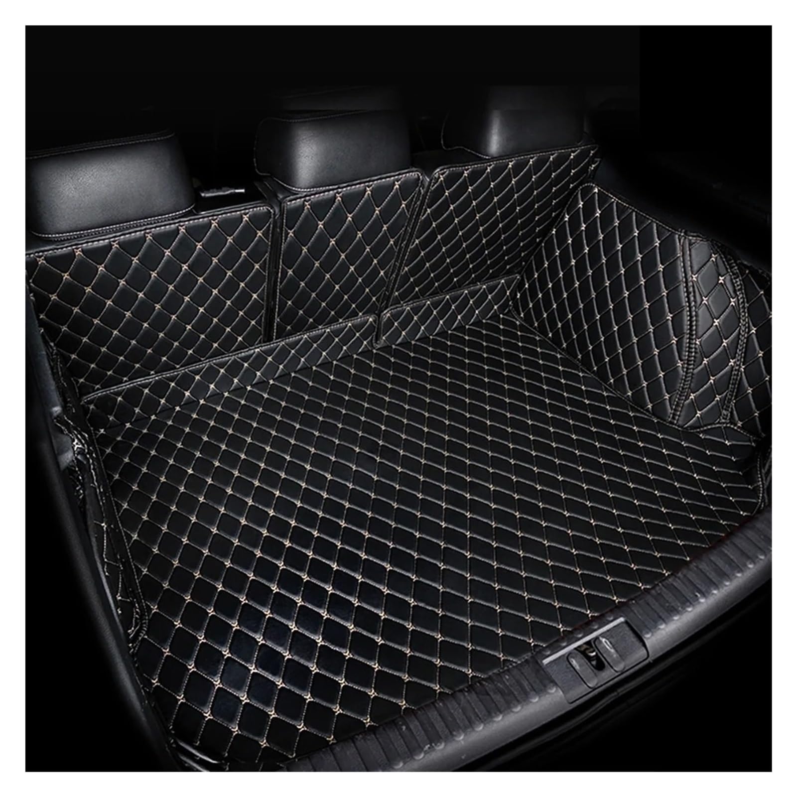 Auto Kofferraummatte Für SEAT Für Alhambra MK2 7N 2011-2020 Cargo-Liner Teppich Innen Teile Zubehör Abdeckung Kofferraum Matte Kofferraummatte(B-Black White) von TWMEU