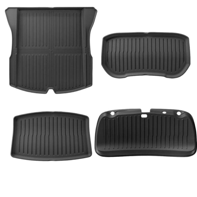 Auto Kofferraummatte Für Tesla Für Model 3 2024 Highland Stamm Innere Schutz Matte TPE Tragen Beständig Wasserdicht Kratzfeste Stamm Matte Kofferraummatte(4pcs Set) von TWMEU