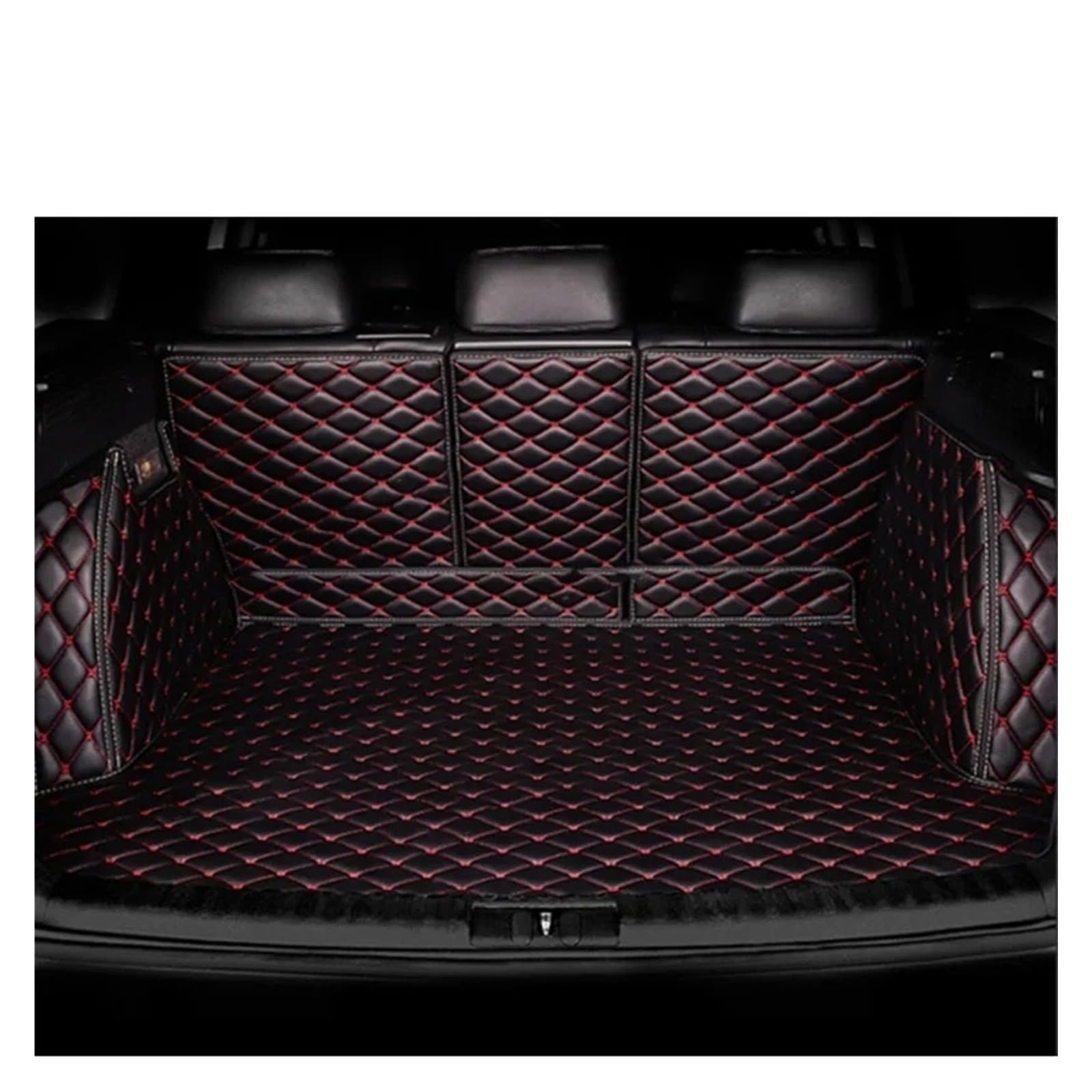 Auto Kofferraummatte Für VW Für Touareg 7L 2002-2009 5 Sitz Schmutz-beständig Vollständig Kofferraum Matte Hinten Fracht Fach Auto Zubehör Kofferraum Matte Kofferraummatte(Black Red2) von TWMEU