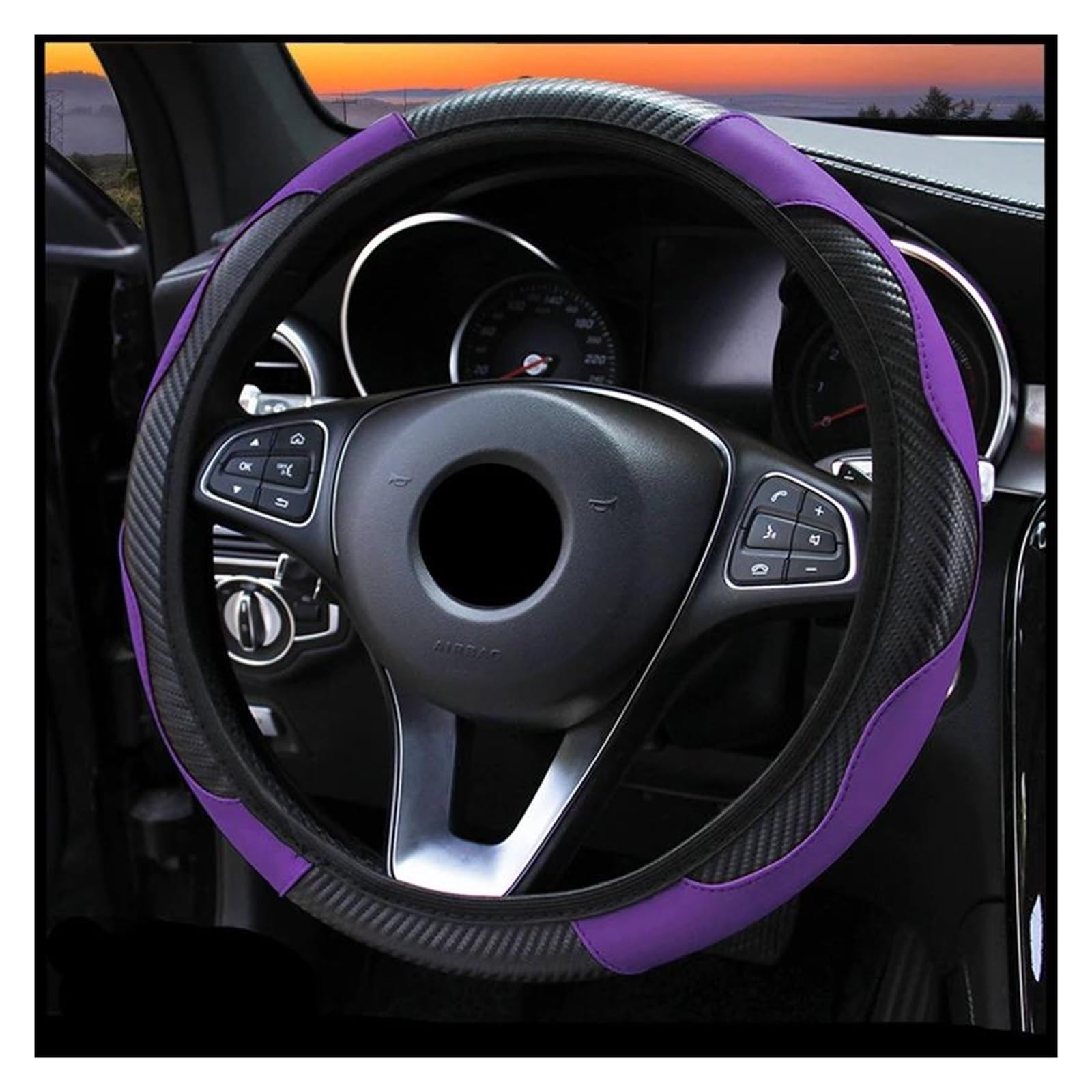 Lenkrad überzug Für Hyundai Für Tucson Für Astra H Für Passat B6 Für Sitz Für Ibiza 6l Auto Zubehör Carbon Faser Pu Leder Lenkrad Abdeckung Lenkradschutz Abdeckung(Purple) von TWMEU