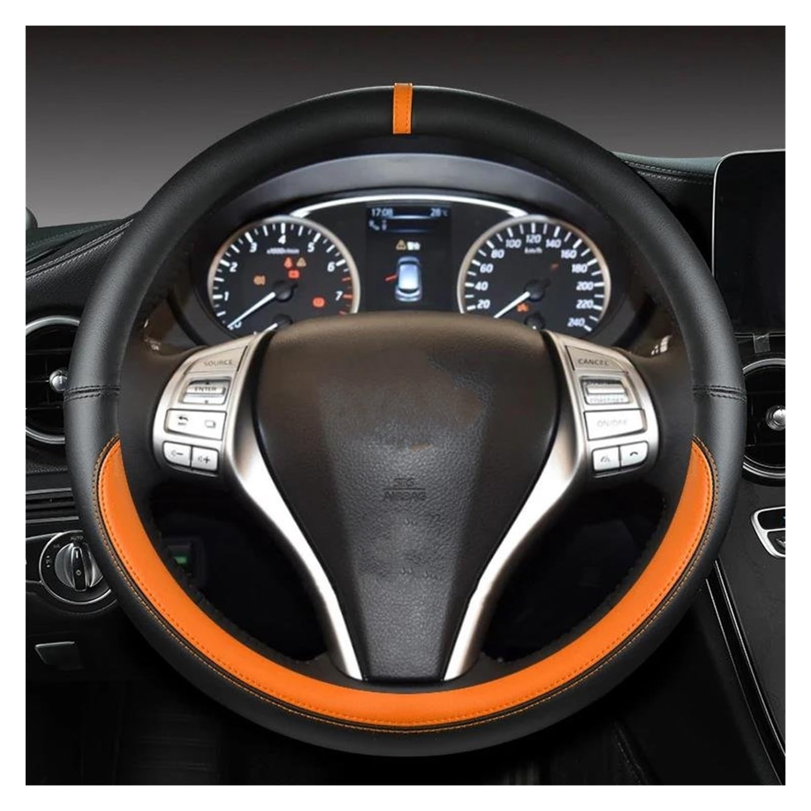 Lenkrad überzug Für Nissan Für Teana Für Juke Für Versa Für Blatt Für Note Auto Lenkrad Abdeckung Auto Zubehör Lenkradschutz Abdeckung(O Shape Orange) von TWMEU