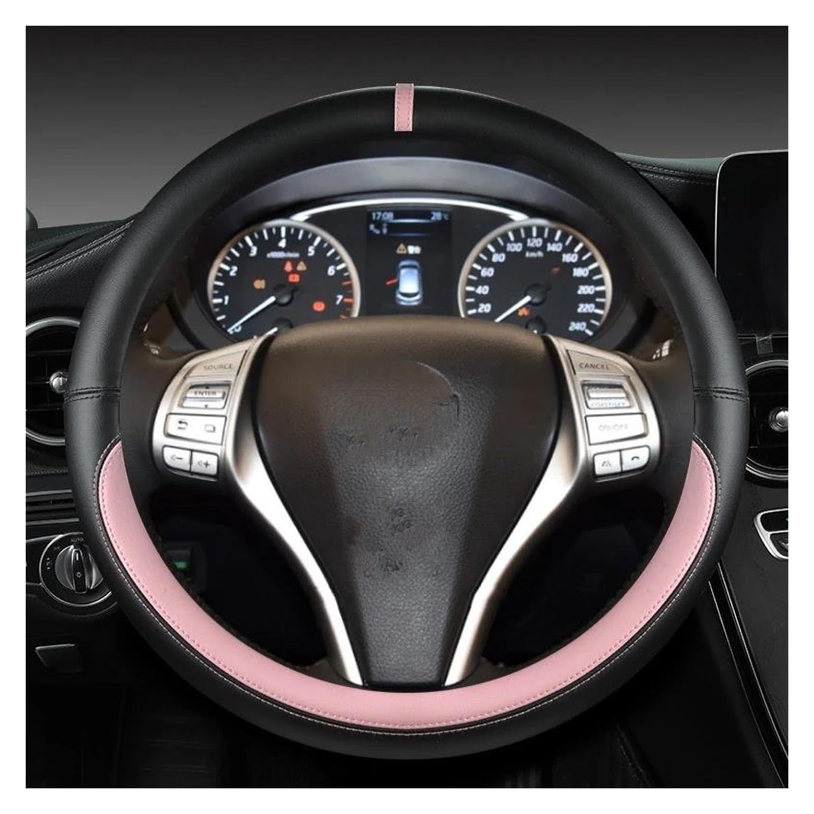 Lenkrad überzug Für Nissan Für Teana Für Juke Für Versa Für Blatt Für Note Auto Lenkrad Abdeckung Auto Zubehör Lenkradschutz Abdeckung(O Shape Pink) von TWMEU