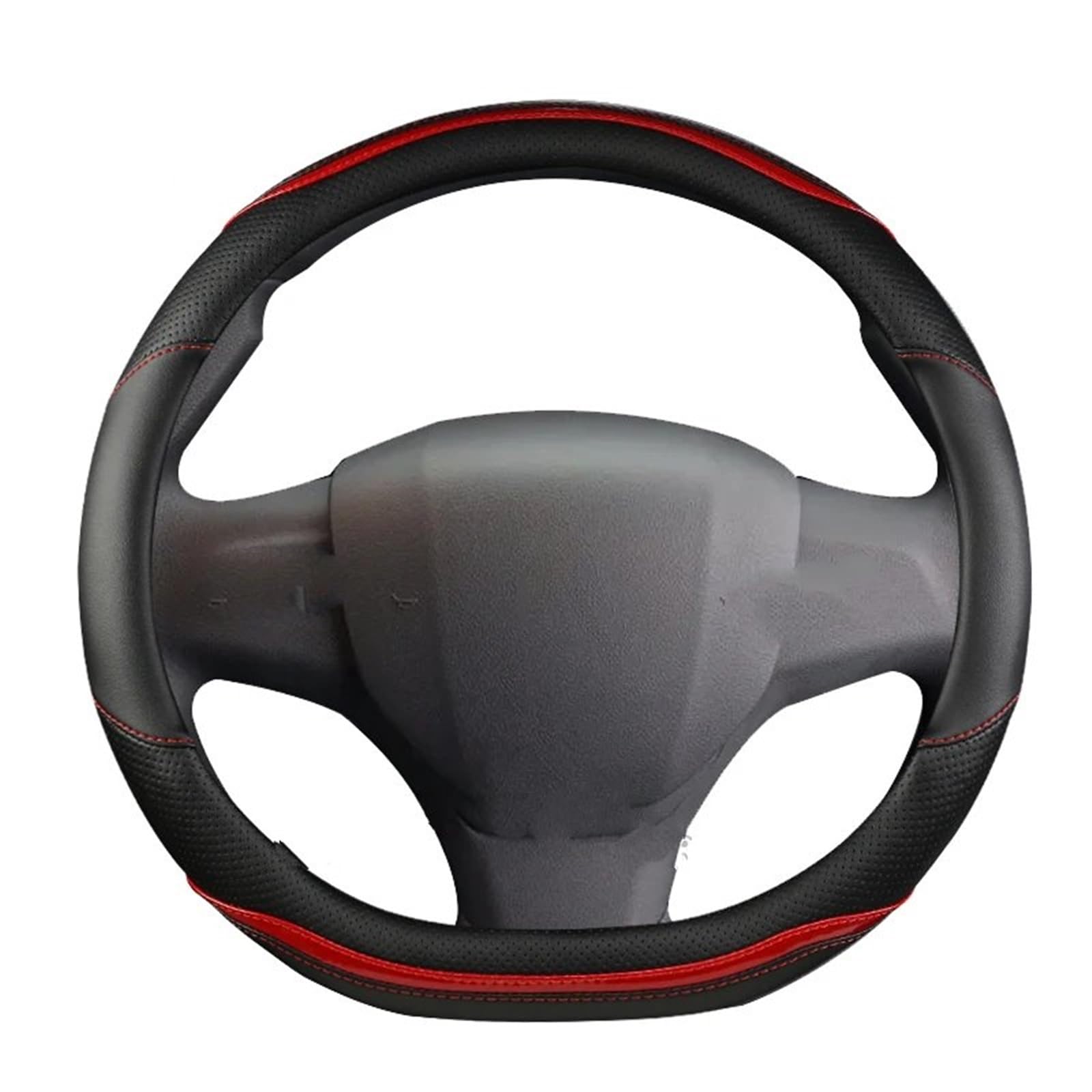 Lenkrad überzug Für Peugeot Für Expert Für Traveller Für Tepee Für Van Auto Lenkradbezug Mikrofaser Leder Kohlefaser Autozubehör Lenkradschutz Abdeckung(D Shape- Red) von TWMEU